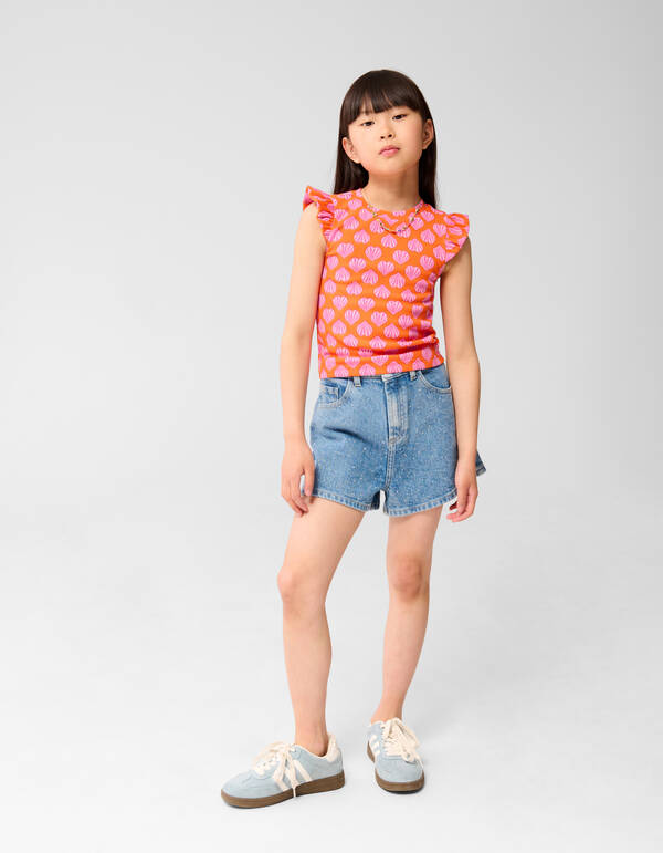 Muscheln R&uuml;schen-Top Orange SHOEBY GIRLS