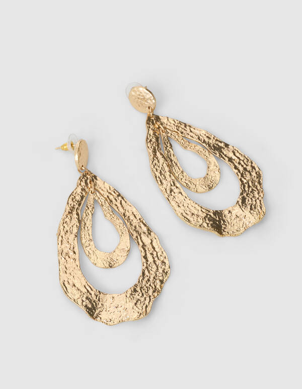 H&auml;mmernde ovale Ohrringe Gold SHOEBY ACCESSOIRES
