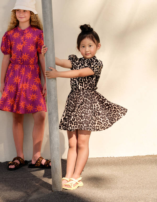 Bedrucktes Leopardenkleid Hellbraun SHOEBY GIRLS