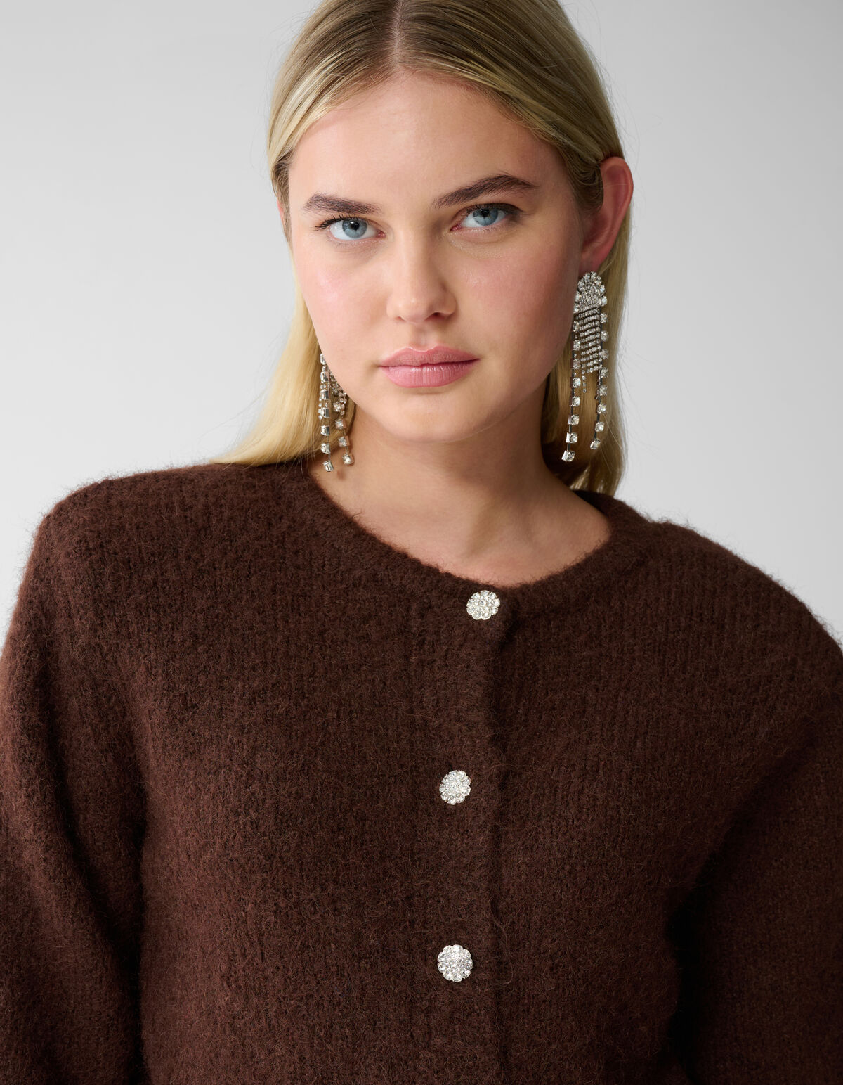 Zweibr&uuml;stige Strickweste Braun SHOEBY WOMEN