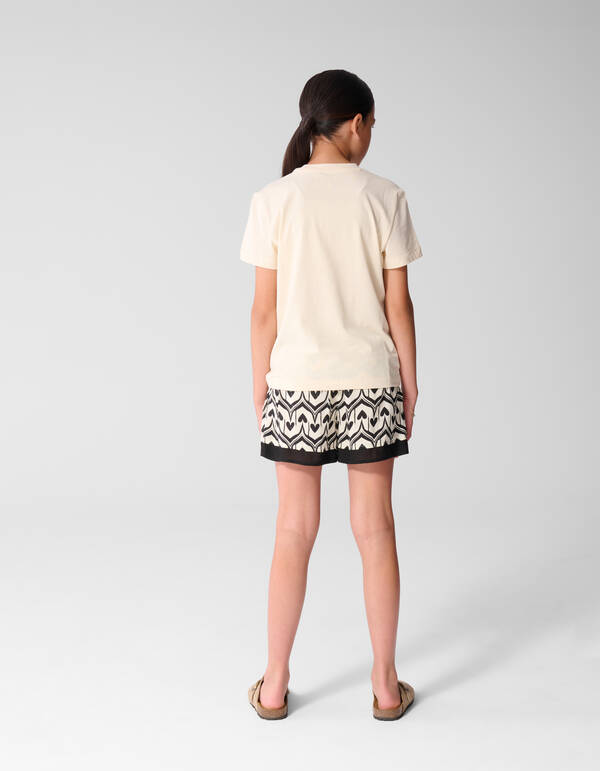 Herz-Print Skort Gebrochen Wei&szlig;/Schwarz SHOEBY GIRLS
