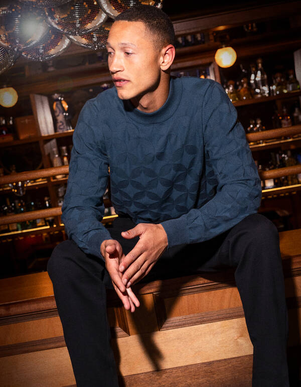 Glitzernder Strickpullover Blau SHOEBY MEN