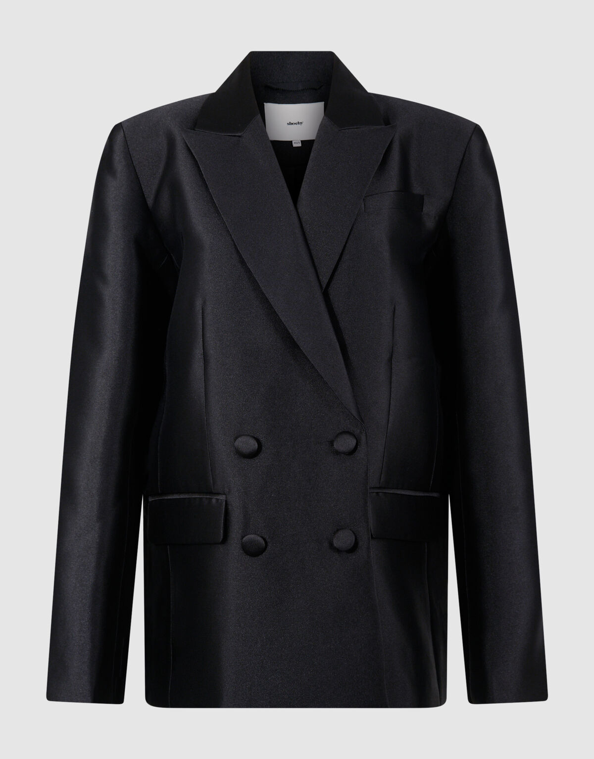 Oversized Satin Twill Blazer Black SHOEBY WOMEN