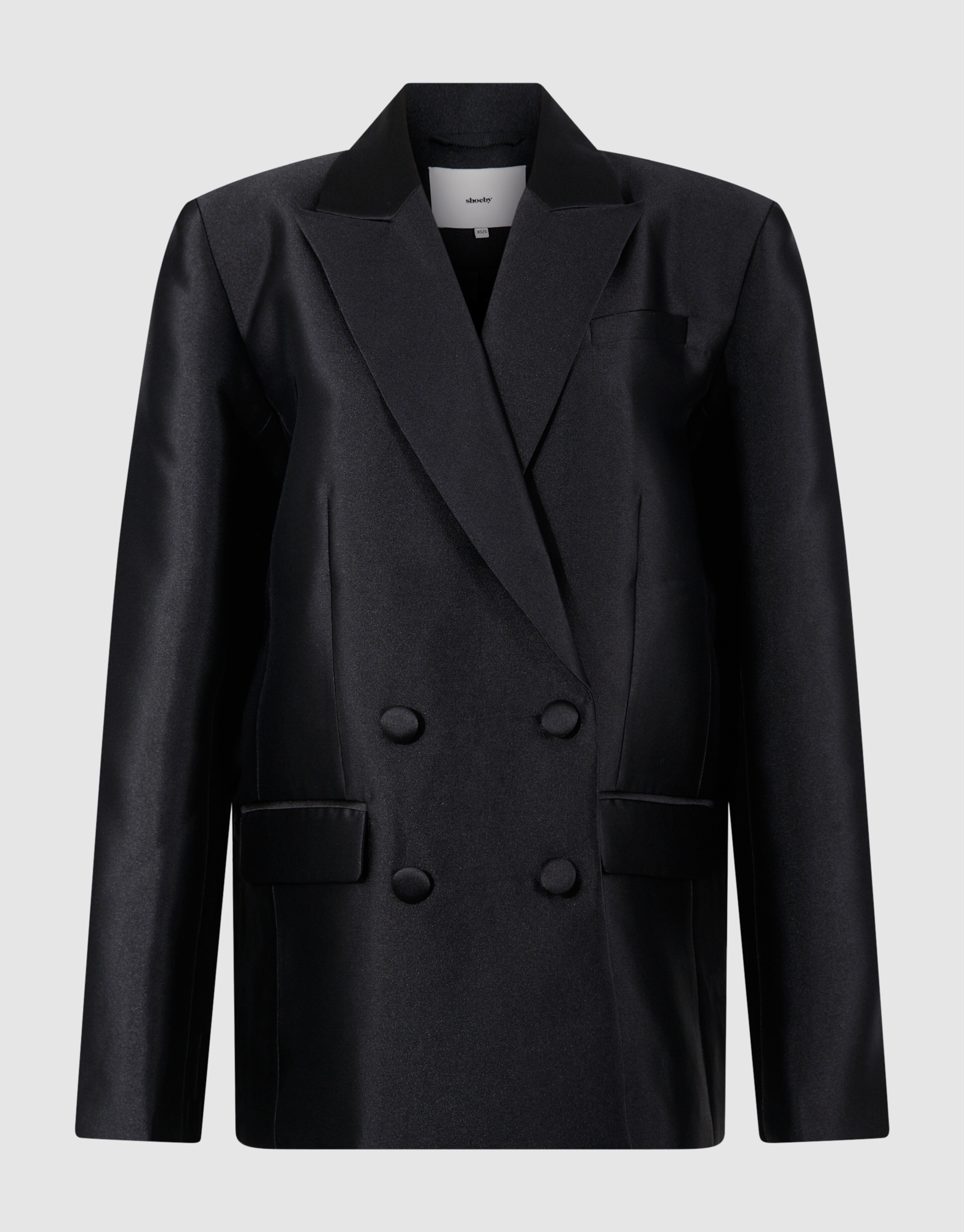 Oversized Satin Twill Blazer Black SHOEBY WOMEN