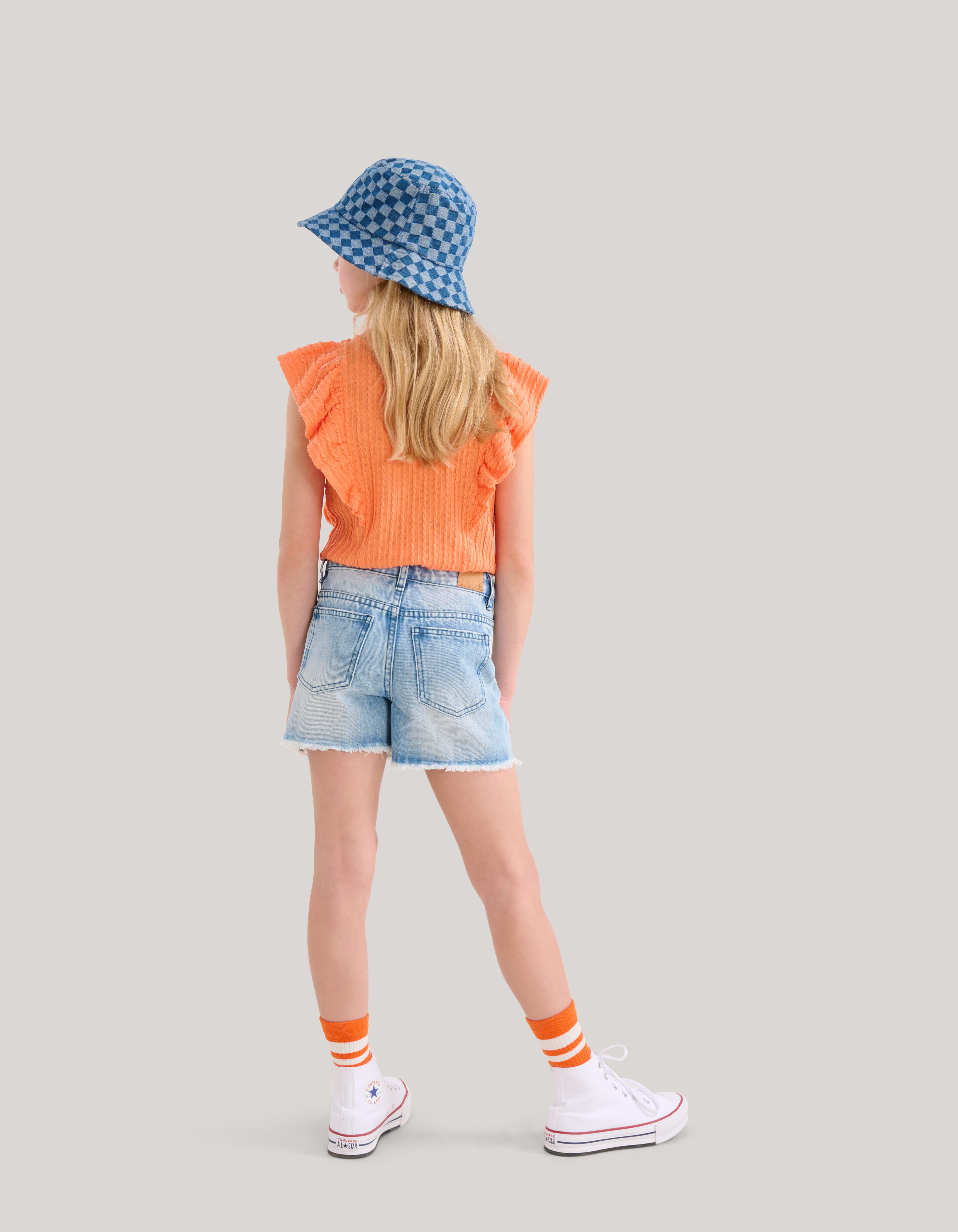 Gerafftes Rippen-Top Orange SHOEBY GIRLS