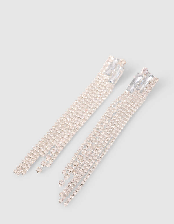 Lange Strass-Ohrringe aus Silber SHOEBY ACCESSOIRES