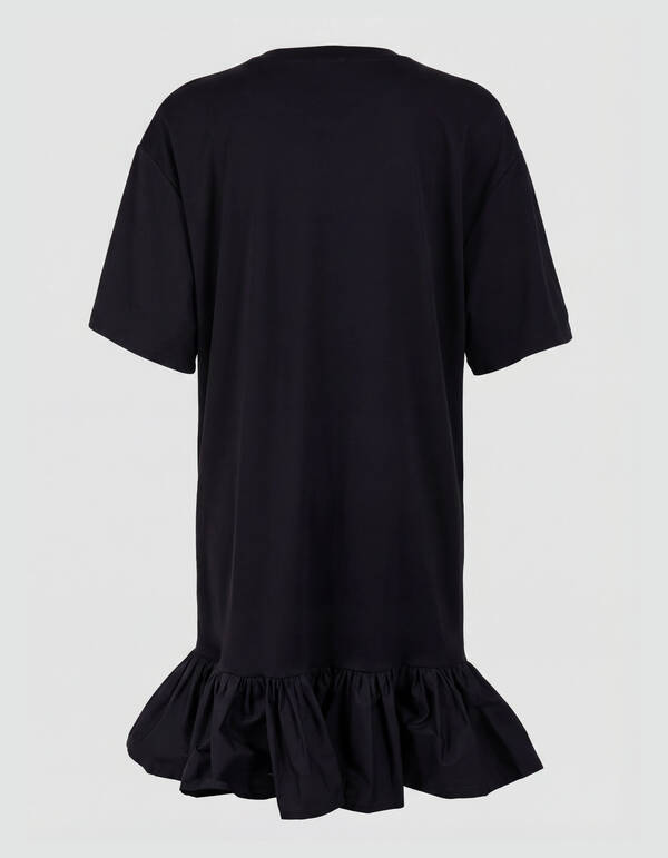 R&uuml;schen T-Shirt Mini Kleid Schwarz SHOEBY WOMEN