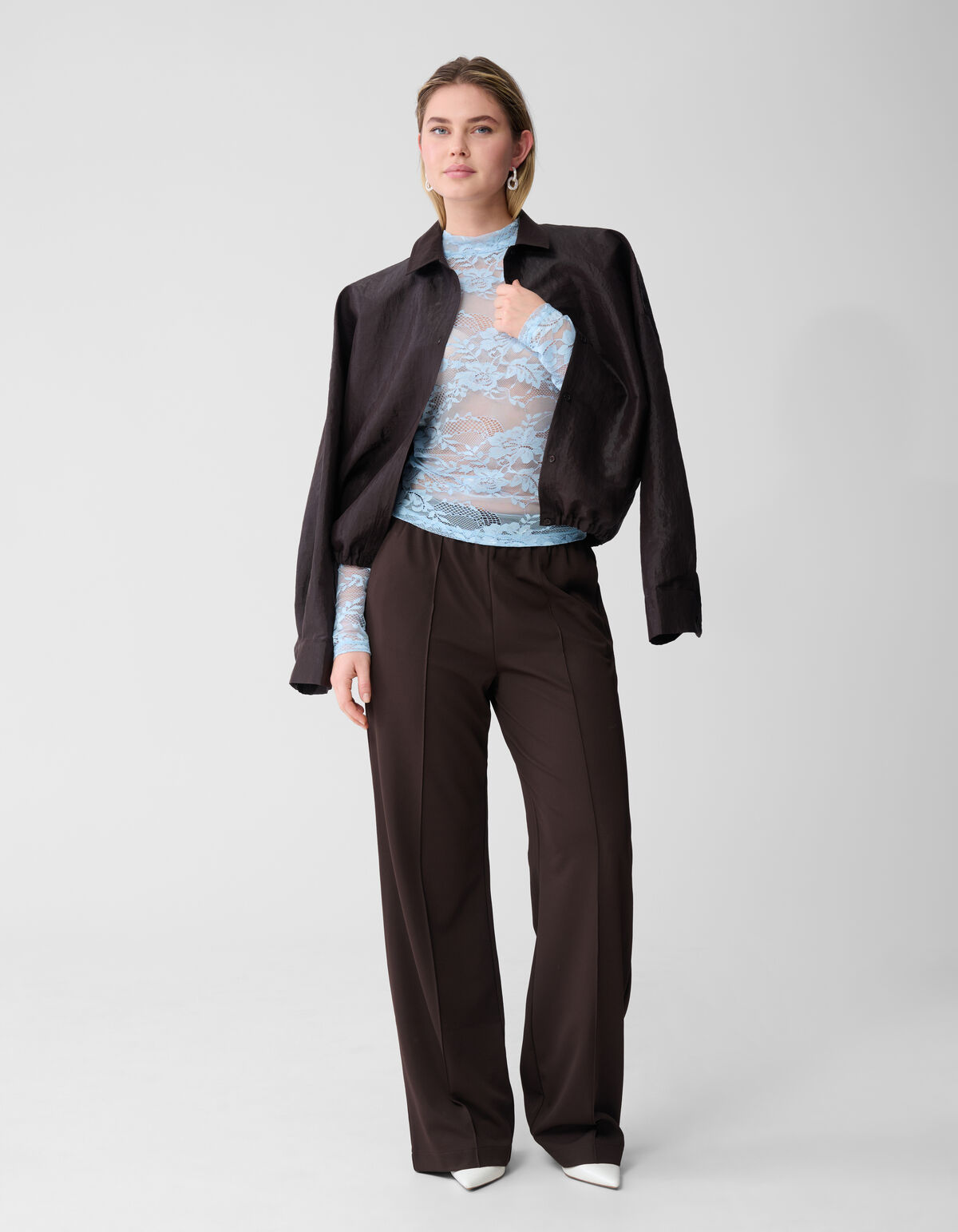 Flower-Spitzen-Top Hellblau SHOEBY WOMEN