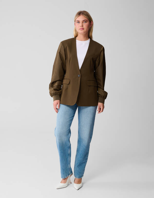 Mix Sleeve Blazer Khaki SHOEBY WOMEN