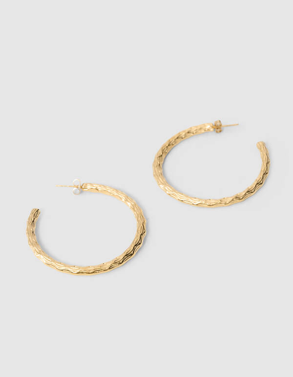 Geh&auml;mmertes Creolen-Design, Gold SHOEBY ACCESSOIRES