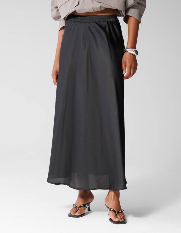 Satijnen Maxi Rok Zwart SHOEBY WOMEN