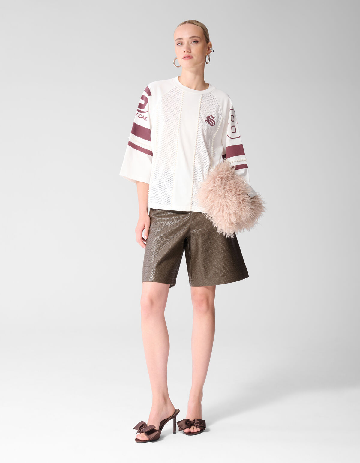 Sportliches Pearl T-Shirt Wei&szlig;/Dunkelrot SHOEBY WOMEN