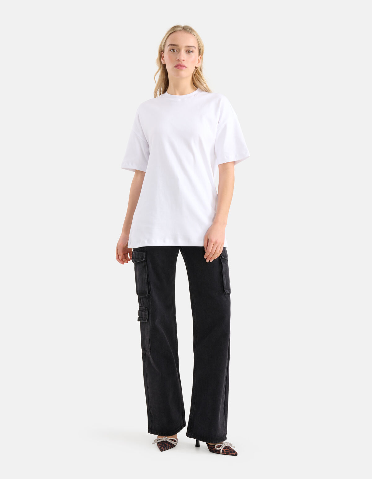 Übergroßes Basic-T-Shirt Wit SHOEBY WOMEN