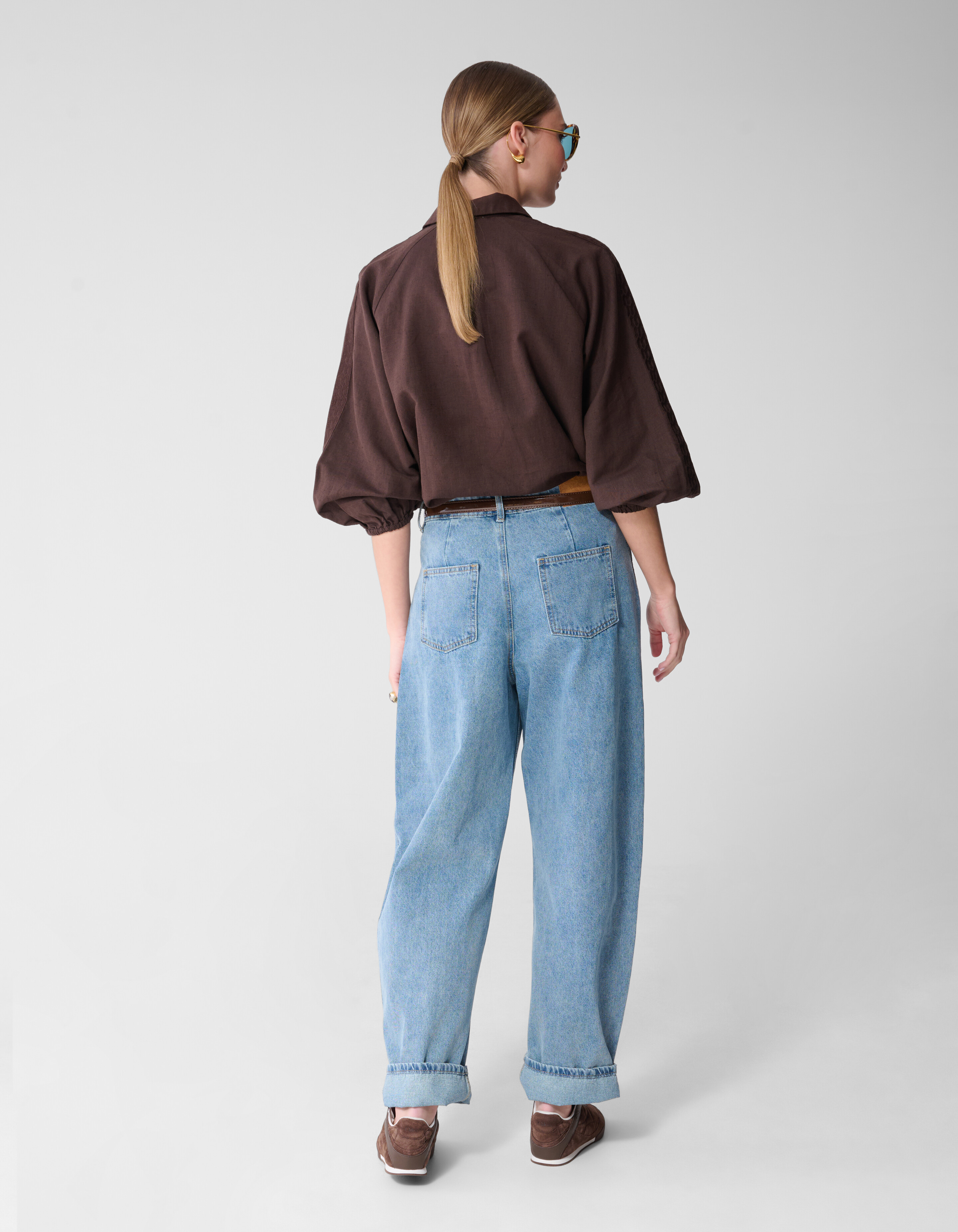 Plissierte Stickbluse Dunkelbraun von Mieke SHOEBY WOMEN