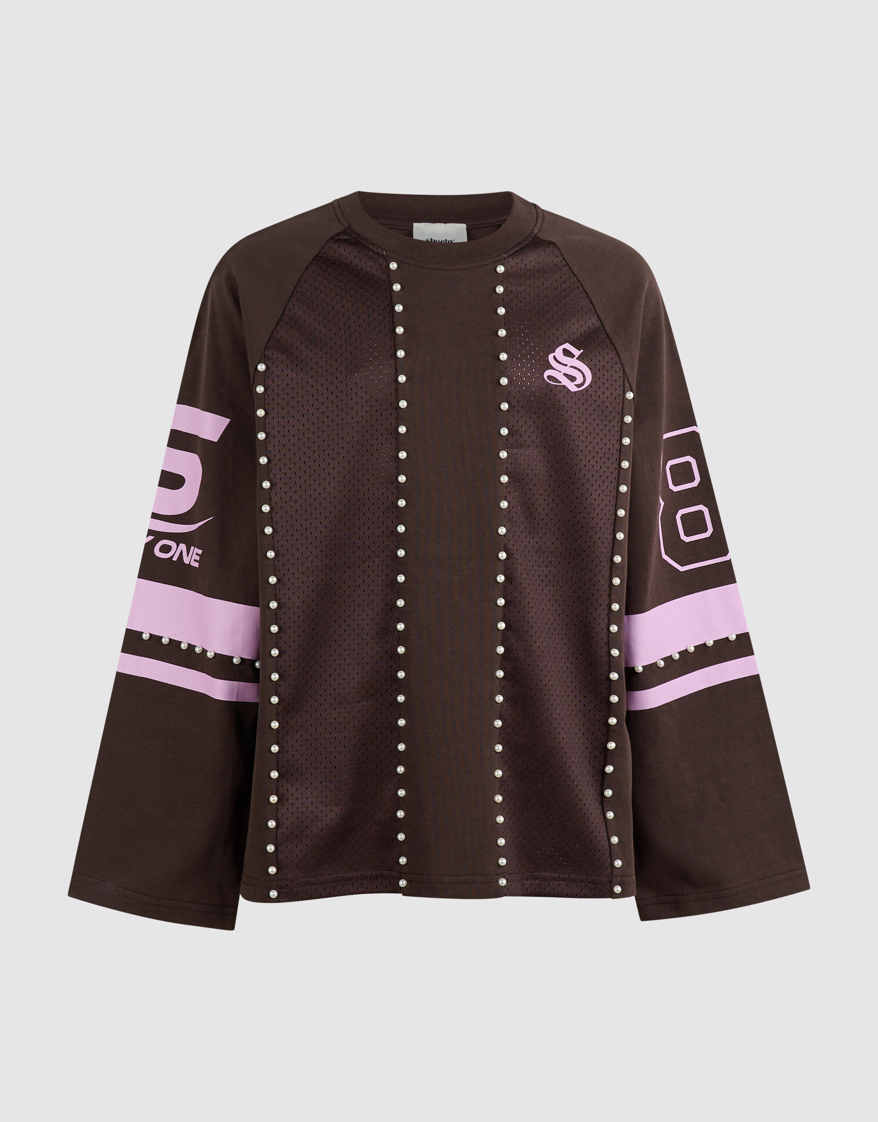 Perlen Mesh Longsleeve Dunkelbraun SHOEBY GIRLS