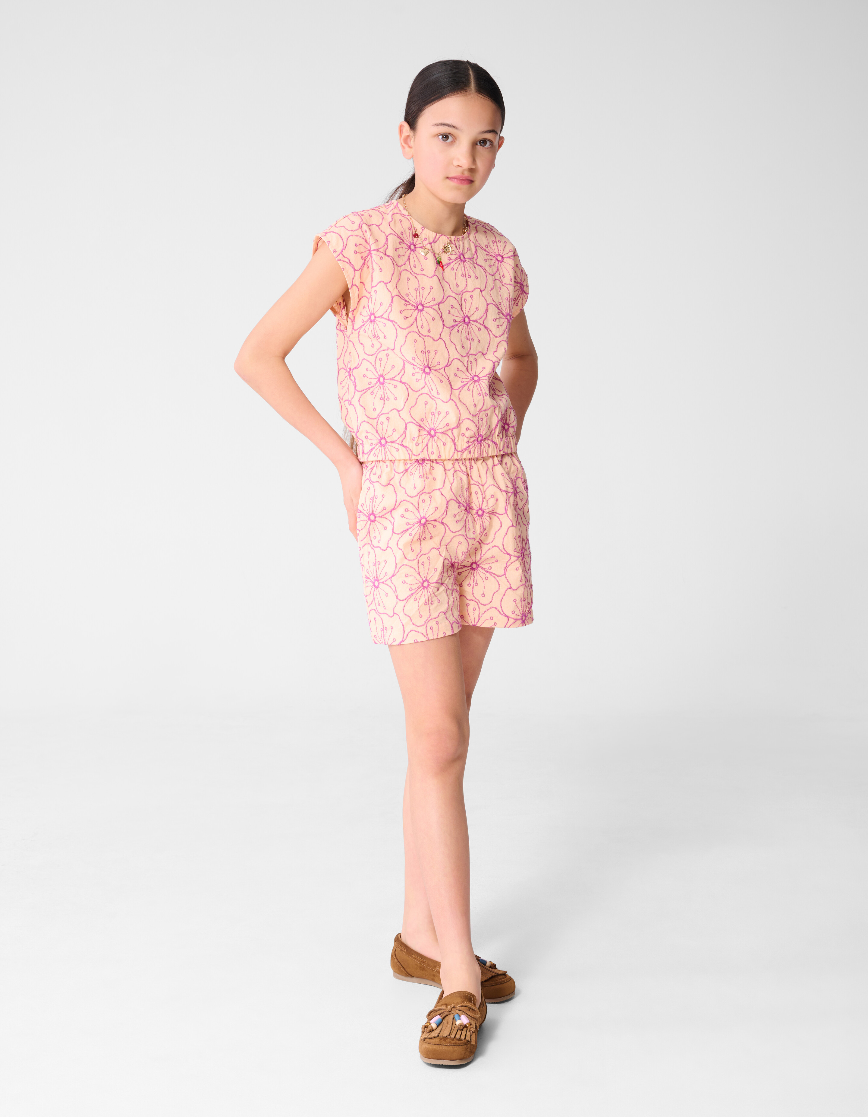 Bluse mit Blumenstickerei Hellorange SHOEBY GIRLS