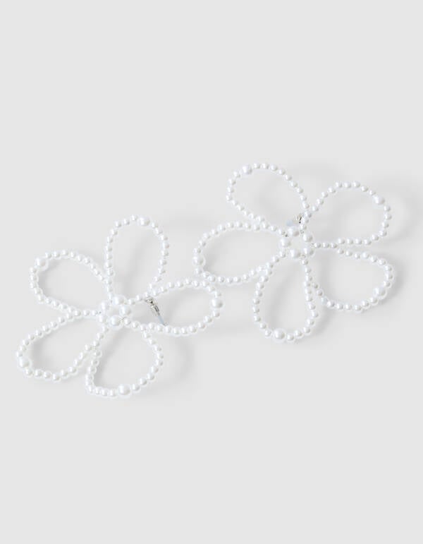 Große Blumen Ohrringe Gebrochen Weiß SHOEBY ACCESSOIRES