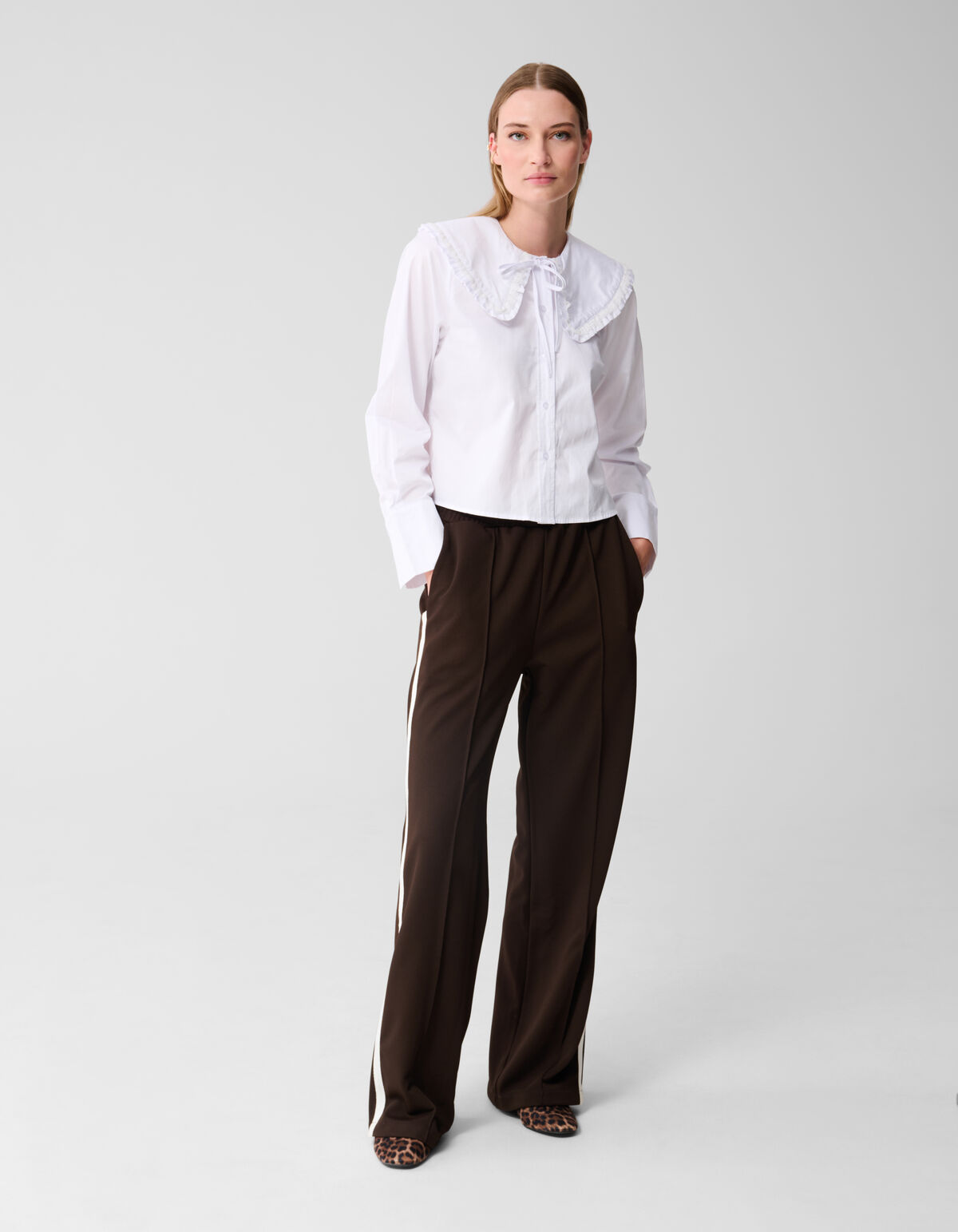 Bluse mit großem Kragen Weiß SHOEBY WOMEN