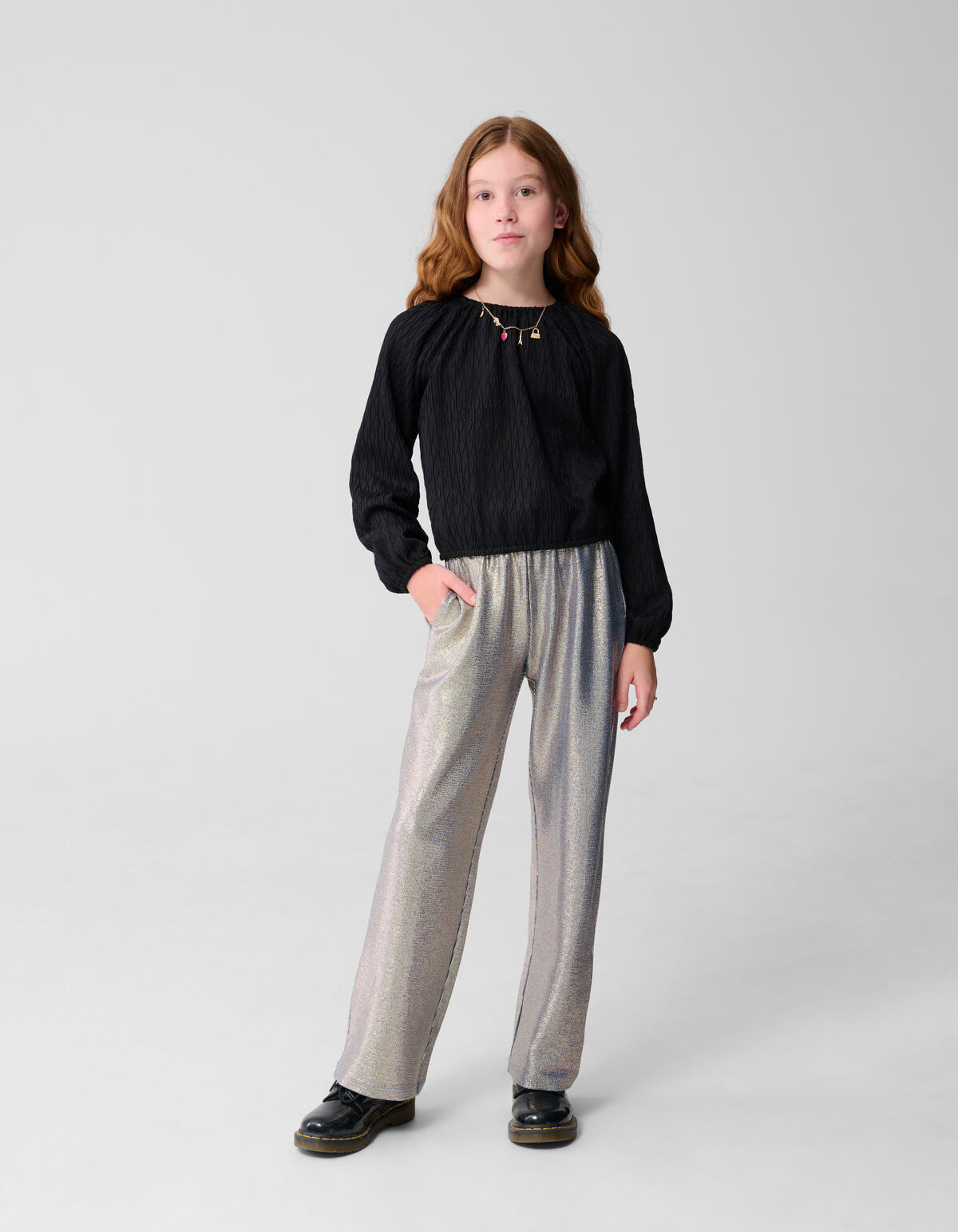 Metallic-Hose mit weitem Bein Blau SHOEBY GIRLS