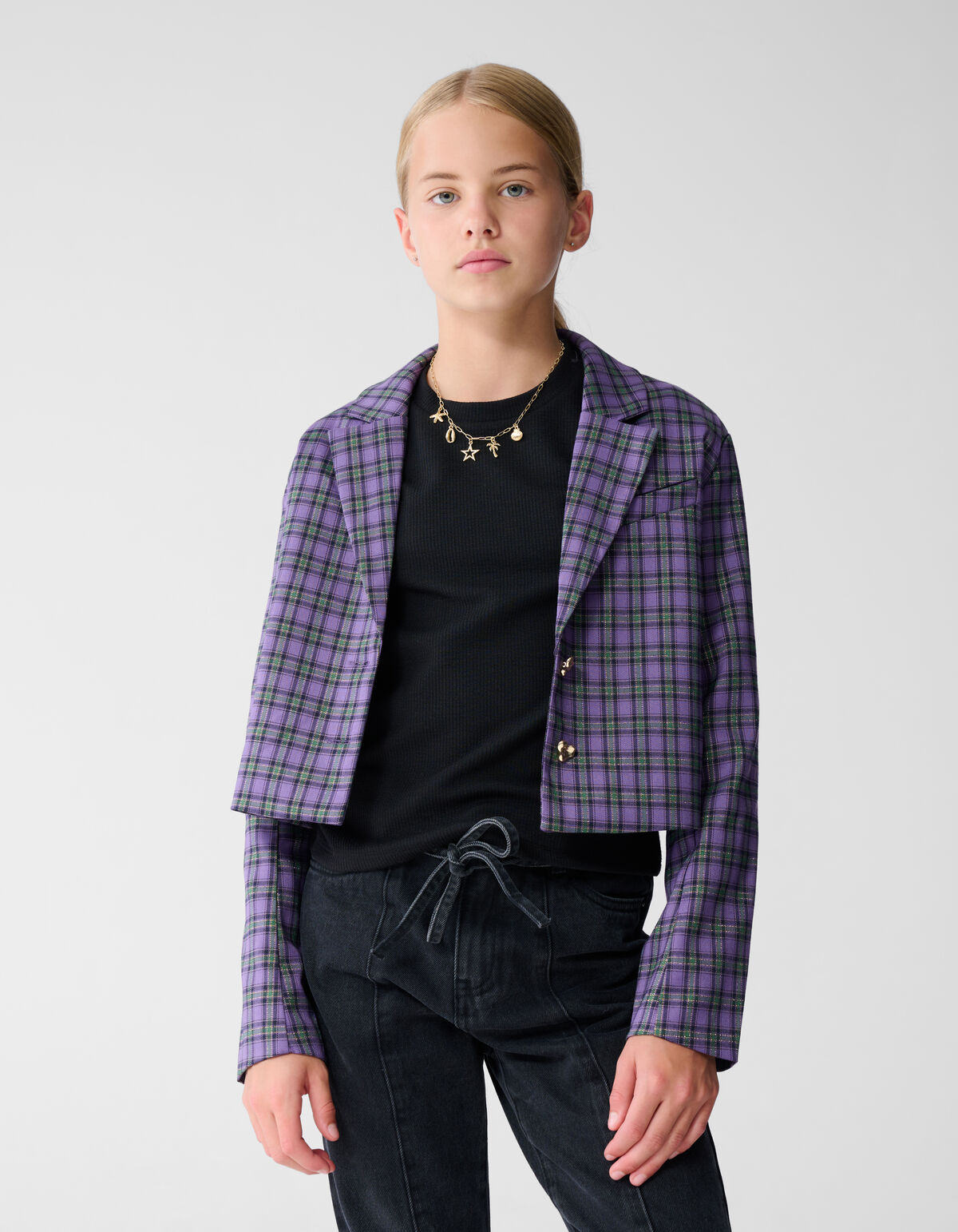 Cropped Karo-Blazer Lila SHOEBY GIRLS