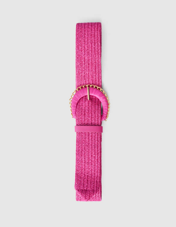 Kettengemusterte Raffia-Band Rosa SHOEBY ACCESSOIRES