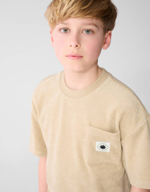 Frottee Relaxed T-Shirt Beige SHOEBY BOYS