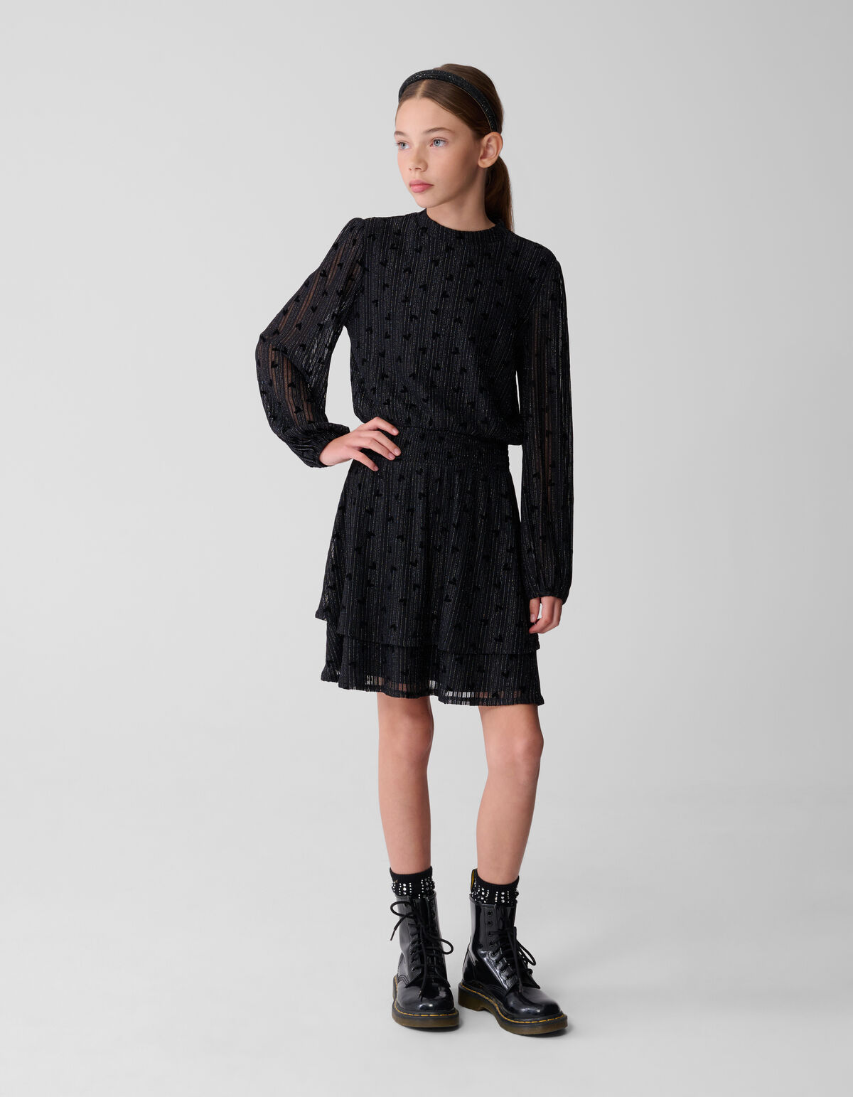 Mesh-Herz-Minikleid Schwarz SHOEBY GIRLS