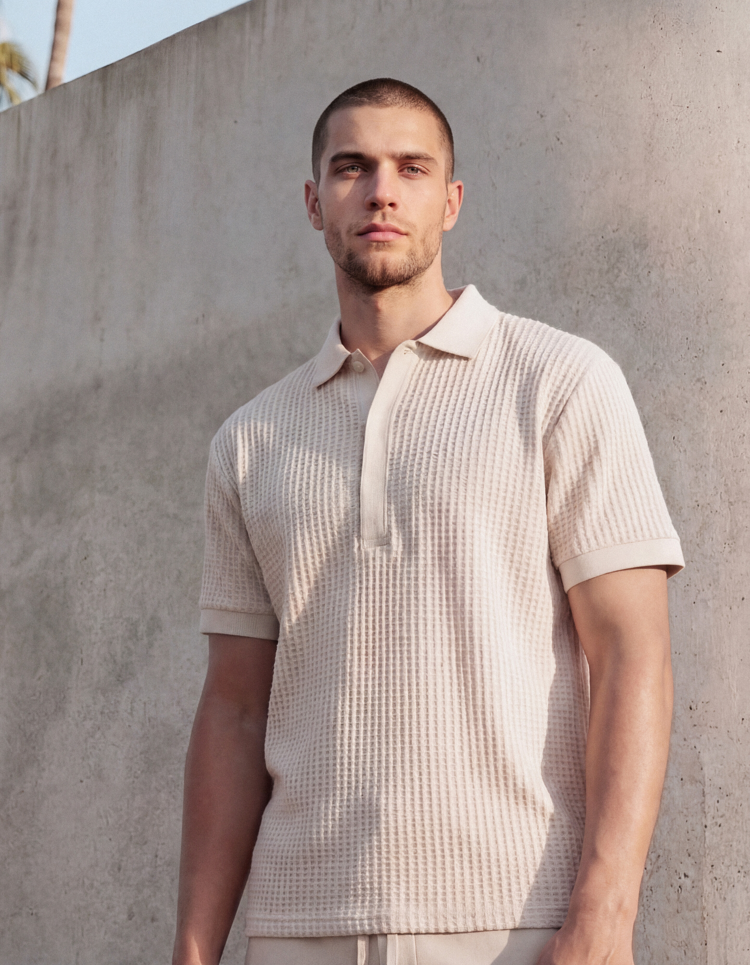 Schweres Waffel-Poloshirt Sand SHOEBY MEN