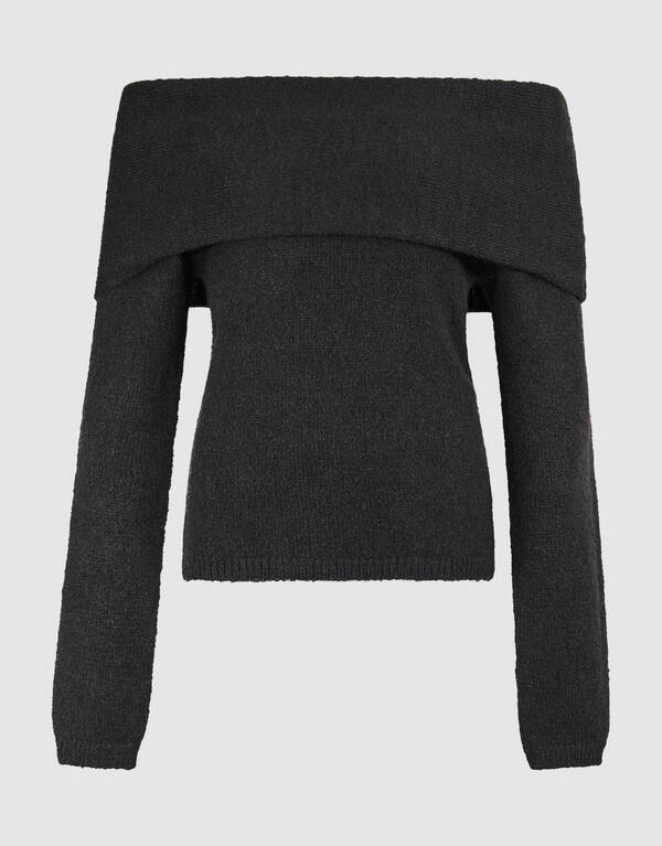Off-Shoulder Pullover Dunkelgrau SHOEBY WOMEN