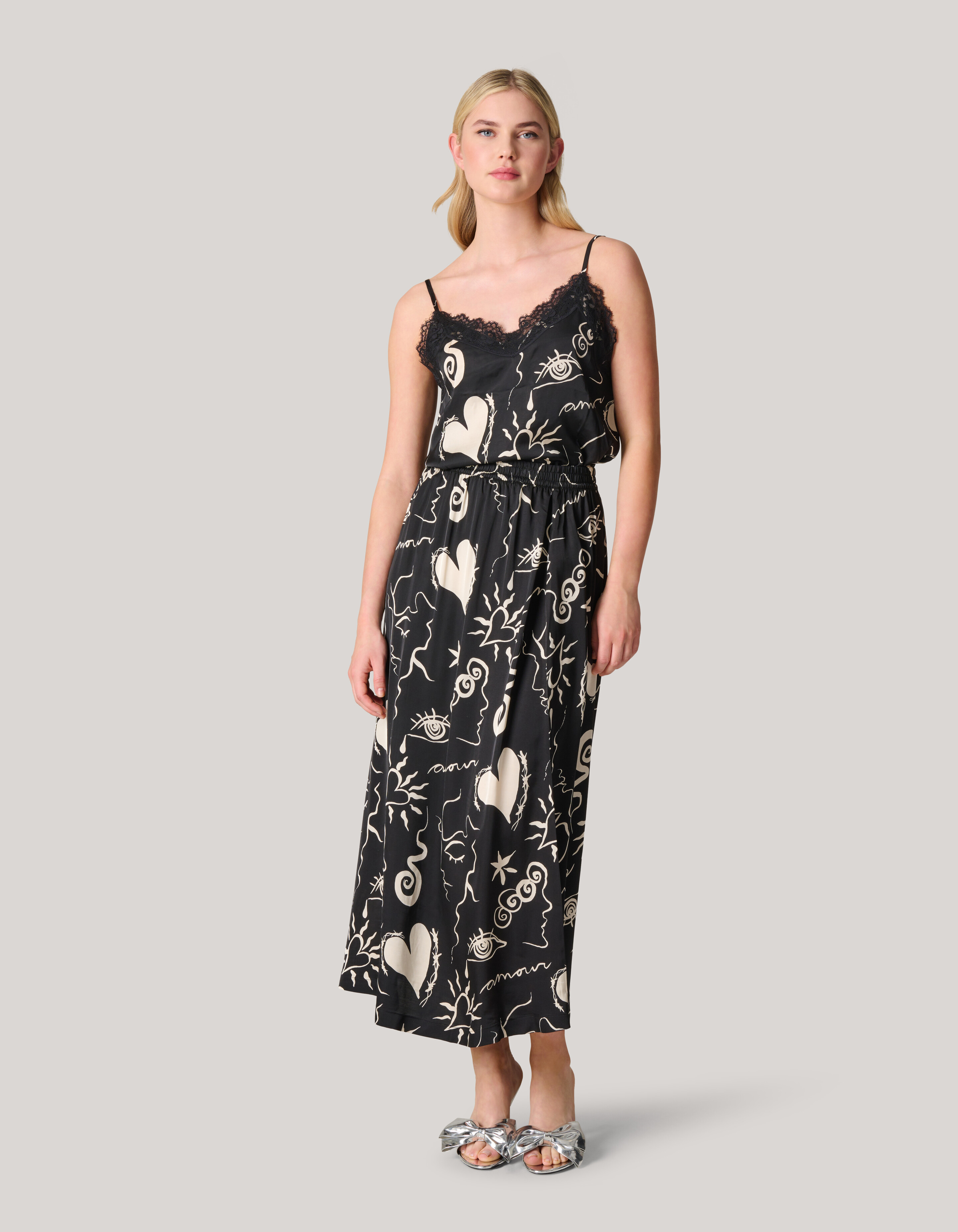 Bedruckte Maxi Jurk Zwart SHOEBY WOMEN