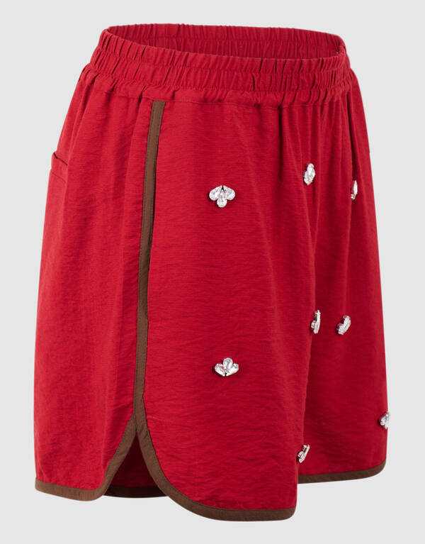 Sportliche Strass Shorts Rot SHOEBY WOMEN
