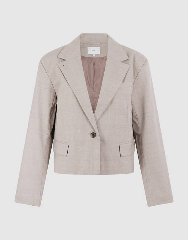 Karierter Cropped-Blazer Hellgrau SHOEBY WOMEN