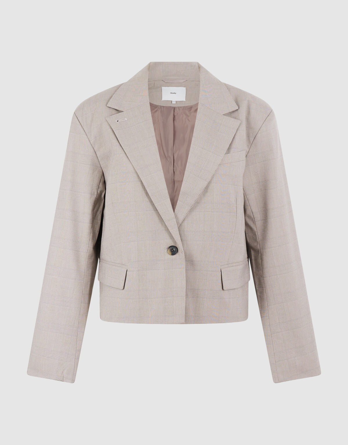 Karierter Cropped-Blazer Hellgrau SHOEBY WOMEN