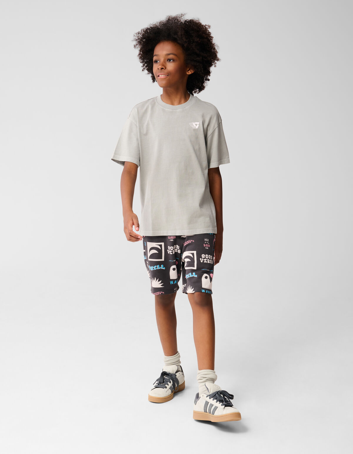 Gewaschenes Logo-T-Shirt Dunkelgrau SHOEBY BOYS