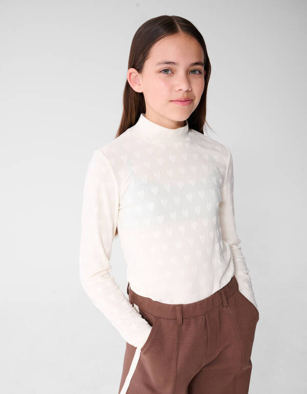 Top mit Allover-Herzmuster Cremefarben SHOEBY GIRLS