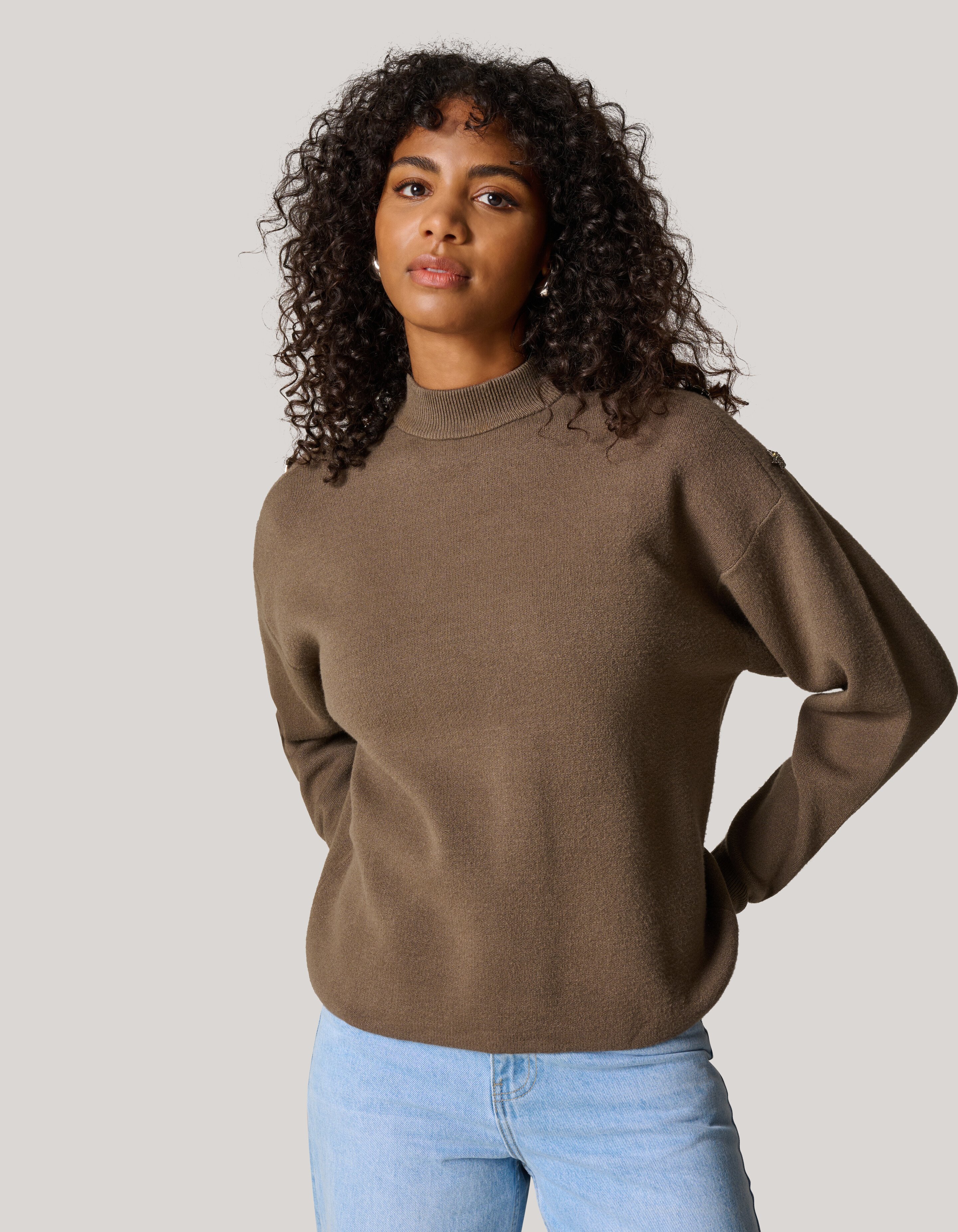 Knopfleiste Pullover Dunkelgr&uuml;n SHOEBY WOMEN