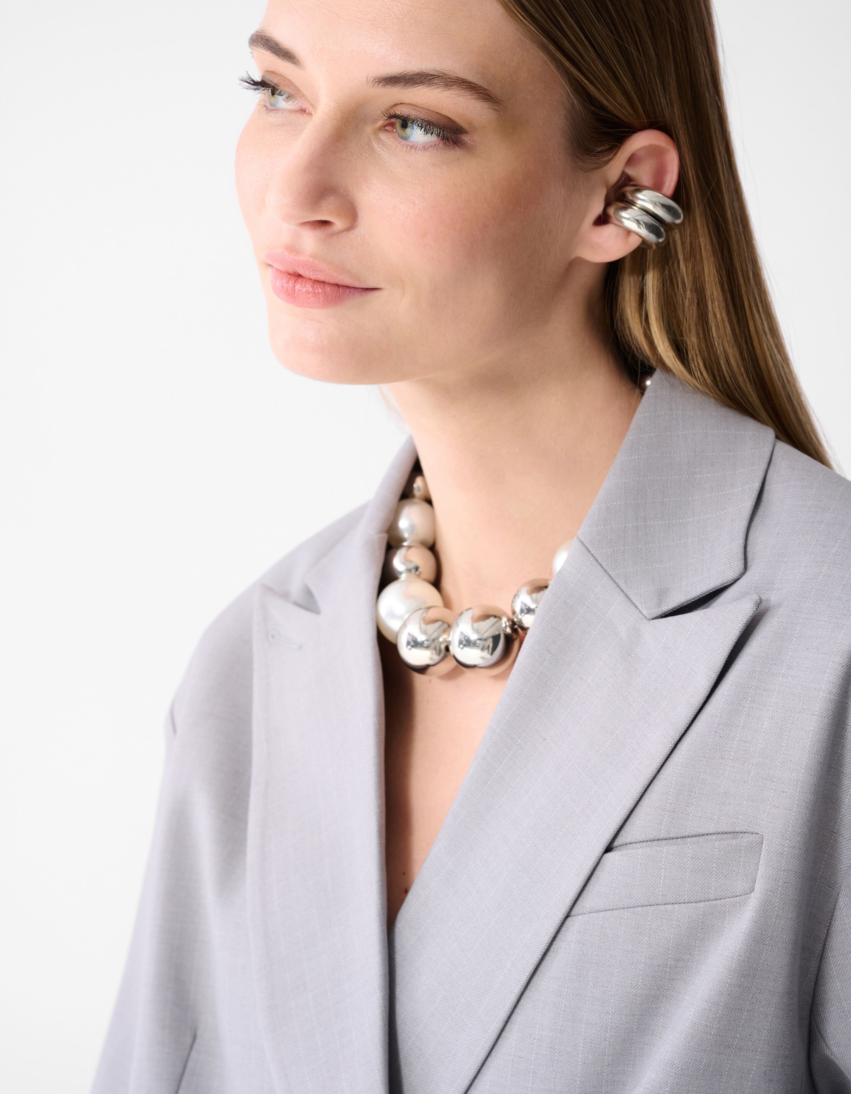 Taillierter Nadelstreifenblazer Hellgrau SHOEBY WOMEN