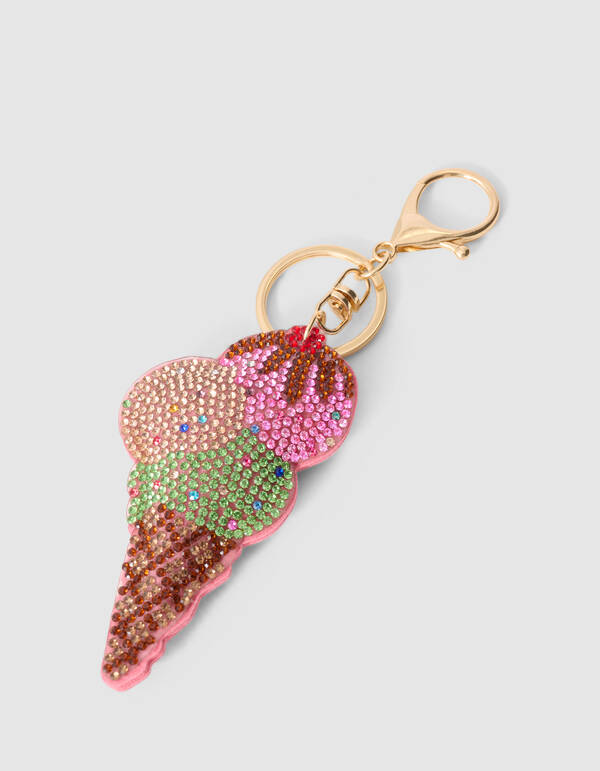 Eiscreme Strass Schl&uuml;sselanh&auml;nger Braun SHOEBY ACCESSOIRES