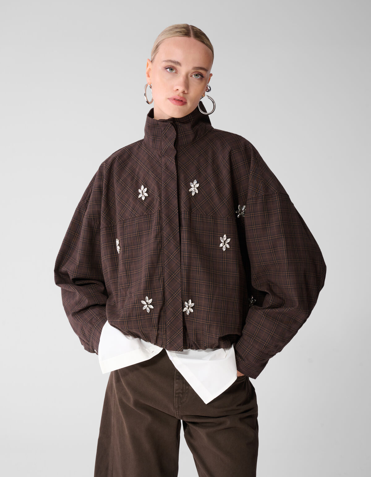 Karierte Bomberbluse Braun SHOEBY WOMEN
