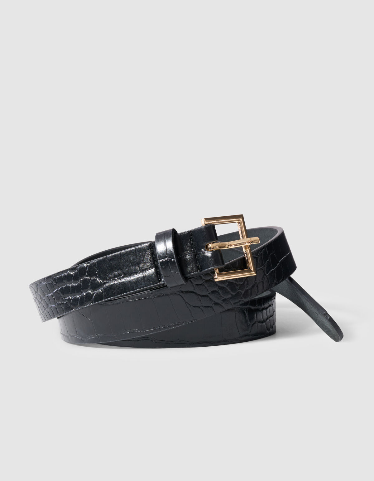 Krokodilg&uuml;rtel Schwarz/Gold SHOEBY ACCESSOIRES