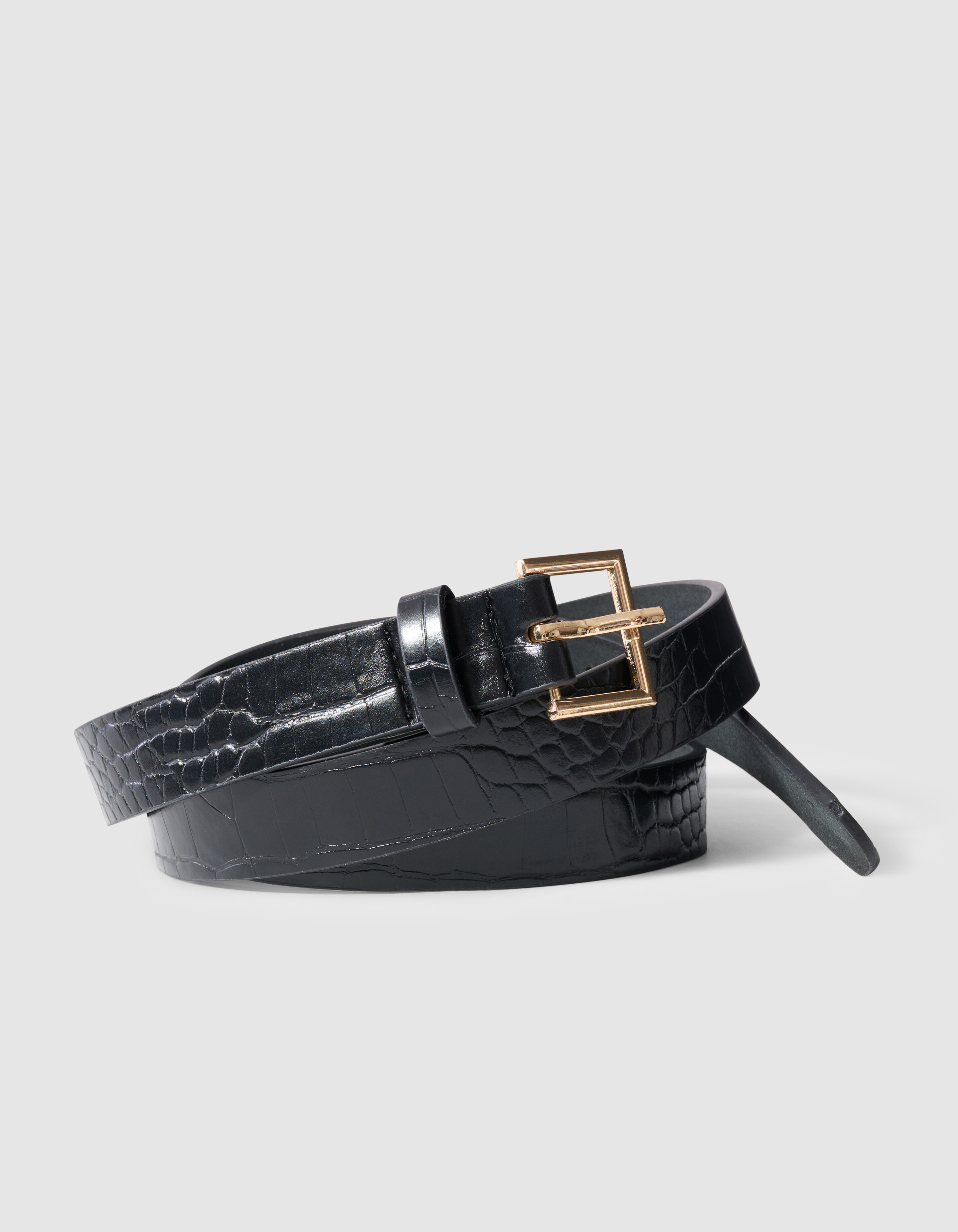 Krokodilg&uuml;rtel Schwarz/Gold SHOEBY ACCESSOIRES