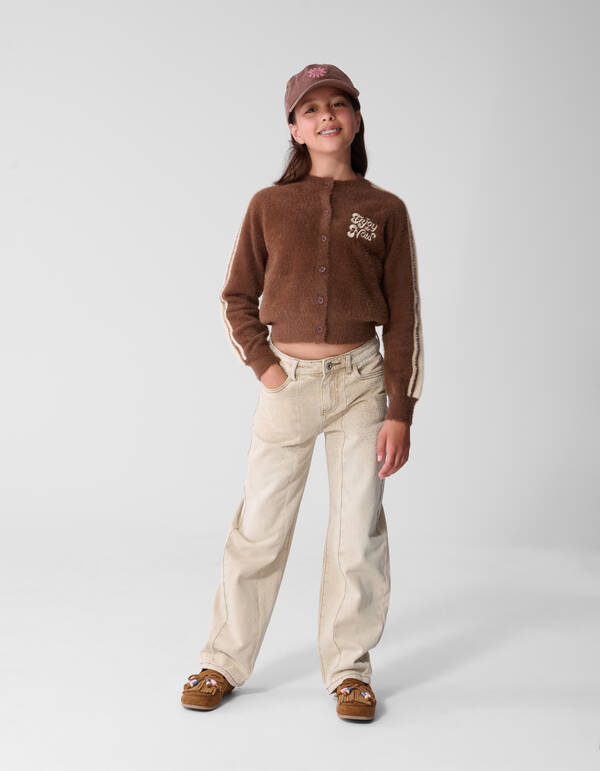 Strass Barrel Fit Jeans in Sand SHOEBY GIRLS
