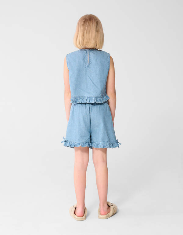 Cropped R&uuml;schenbluse Blau SHOEBY GIRLS