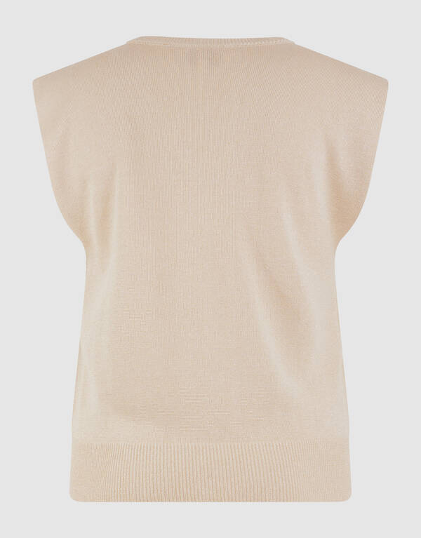 Glitzer-V-Ausschnitt-Top Sand SHOEBY WOMEN