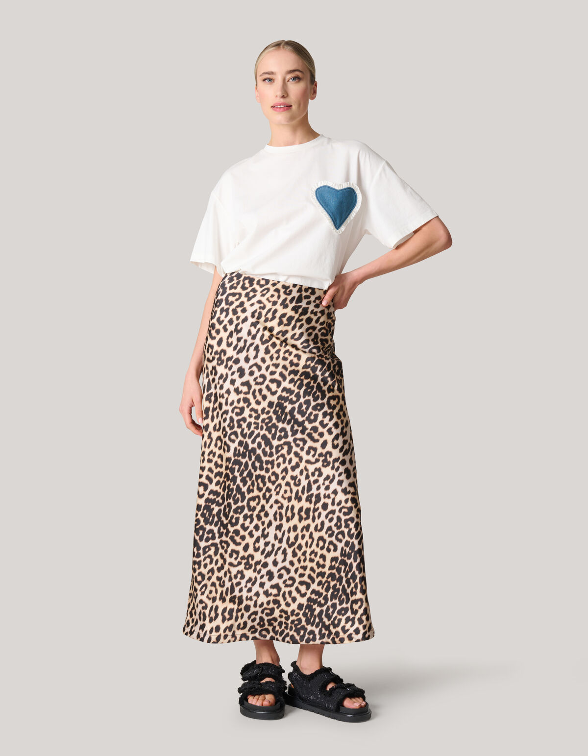 Leopard Satijnen Midi Rok SHOEBY WOMEN