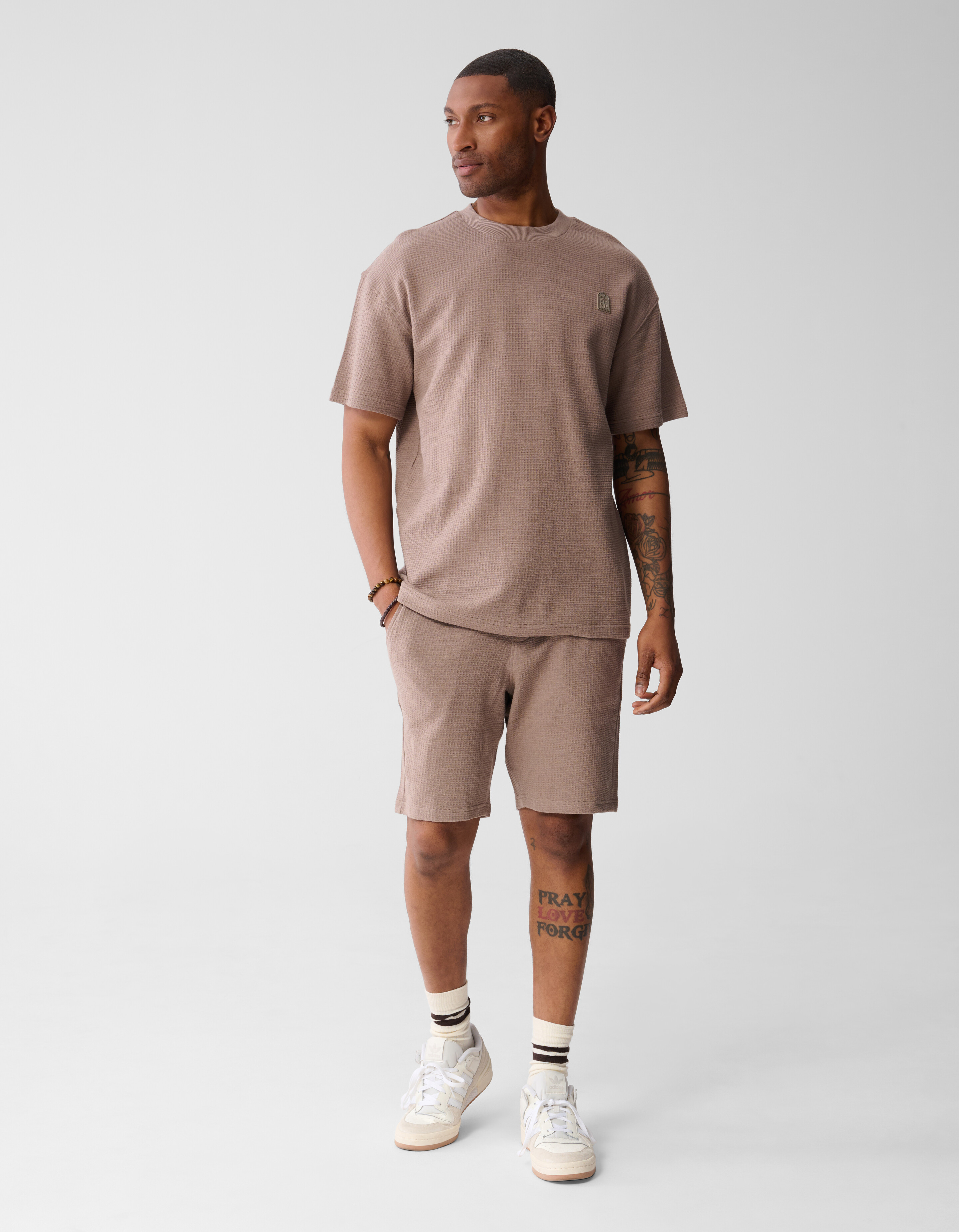 T-shirt mit Waffelstruktur Hellbraun SHOEBY MEN