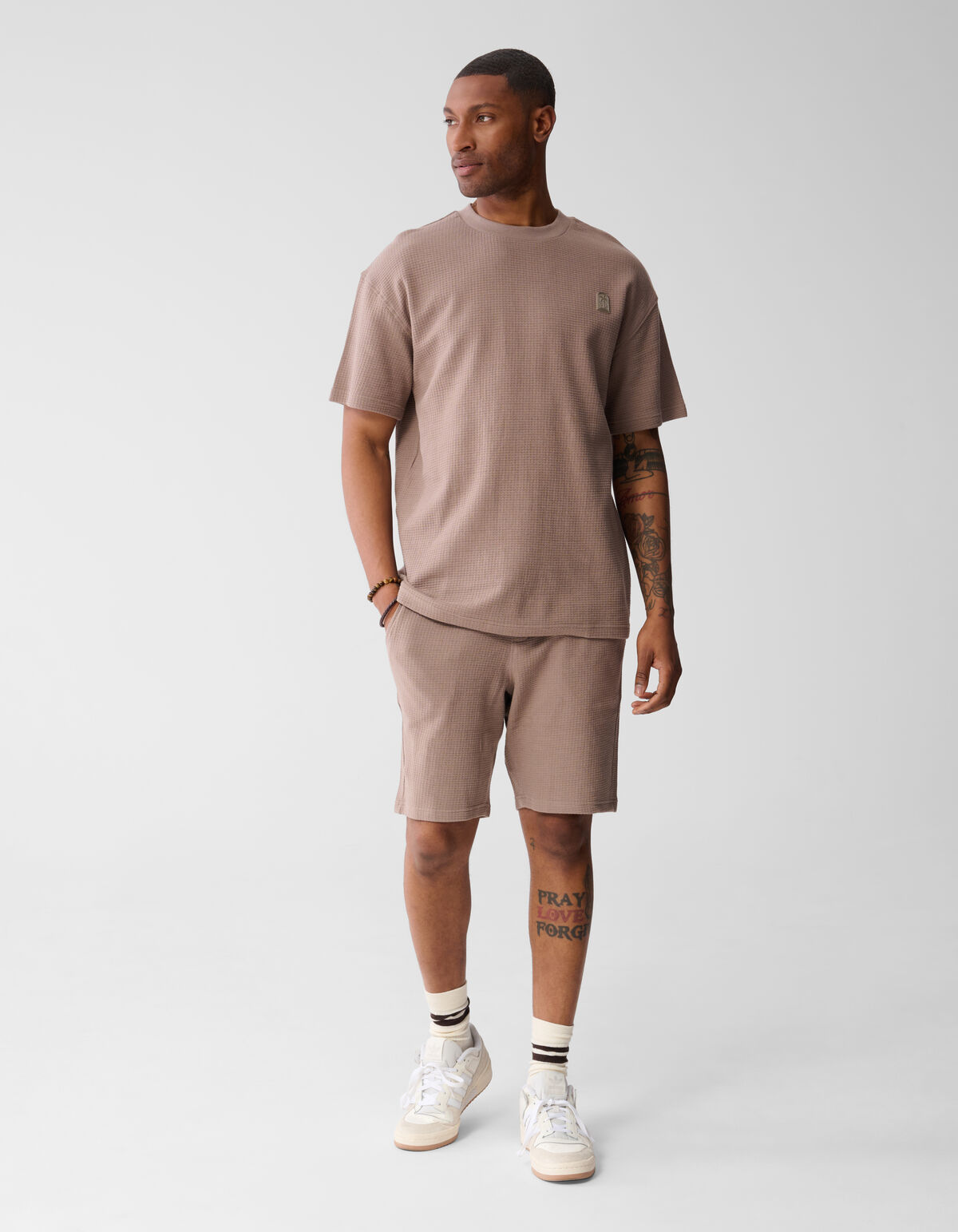 T-shirt mit Waffelstruktur Hellbraun SHOEBY MEN