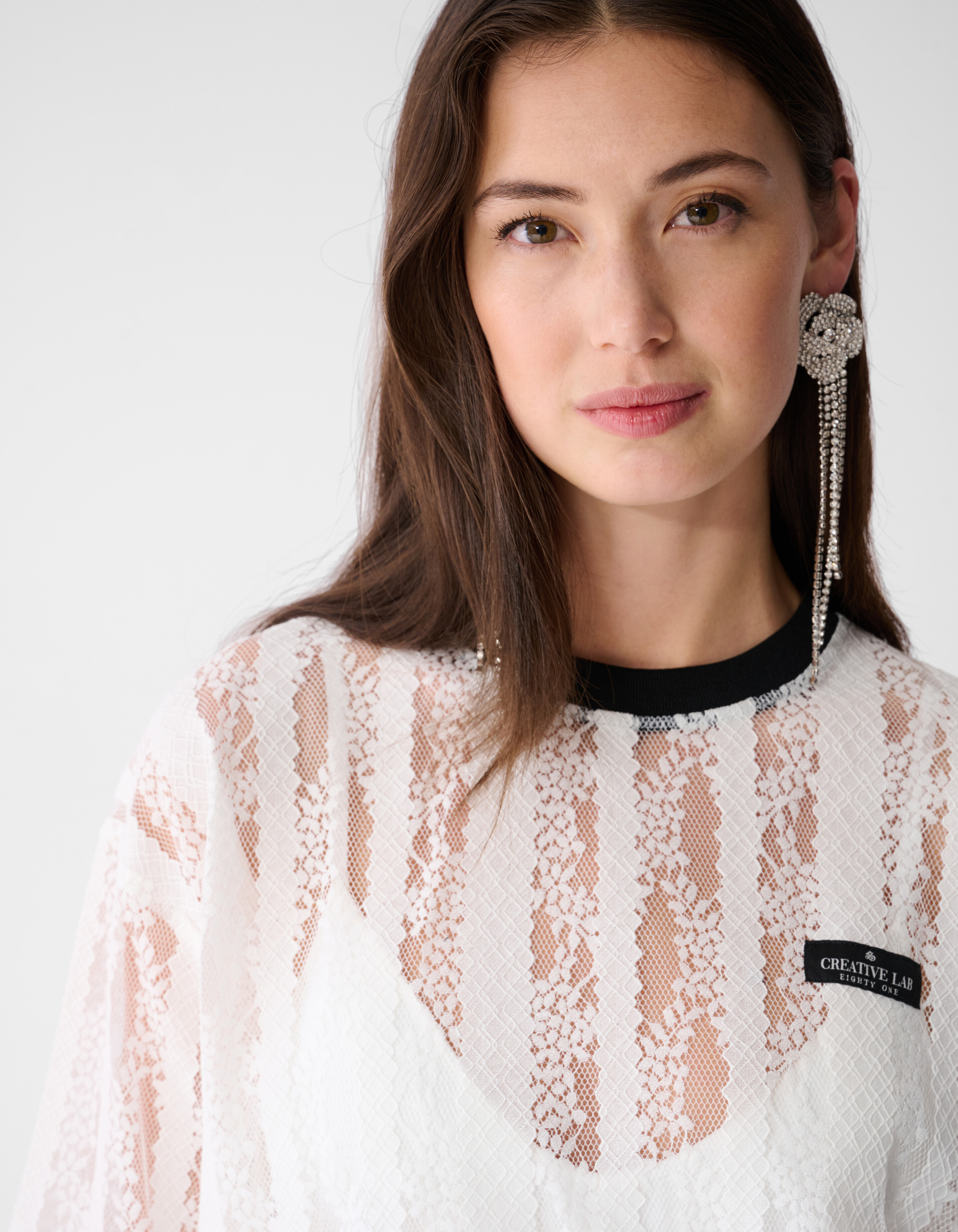 Oversized-T-Shirt mit Spitzenlabel Wei&szlig; SHOEBY WOMEN