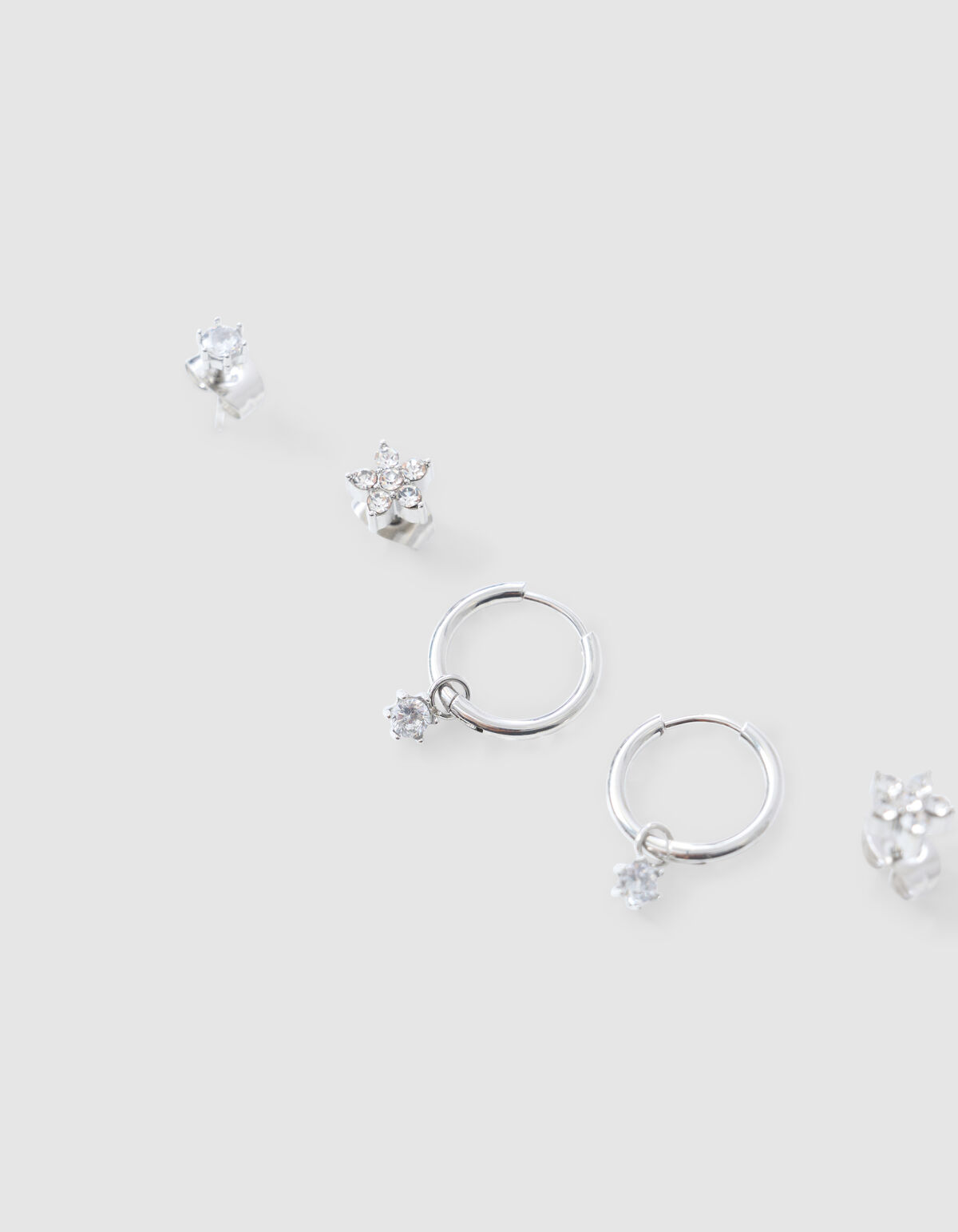 Strass Ohrringe Set Silber SHOEBY ACCESSOIRES