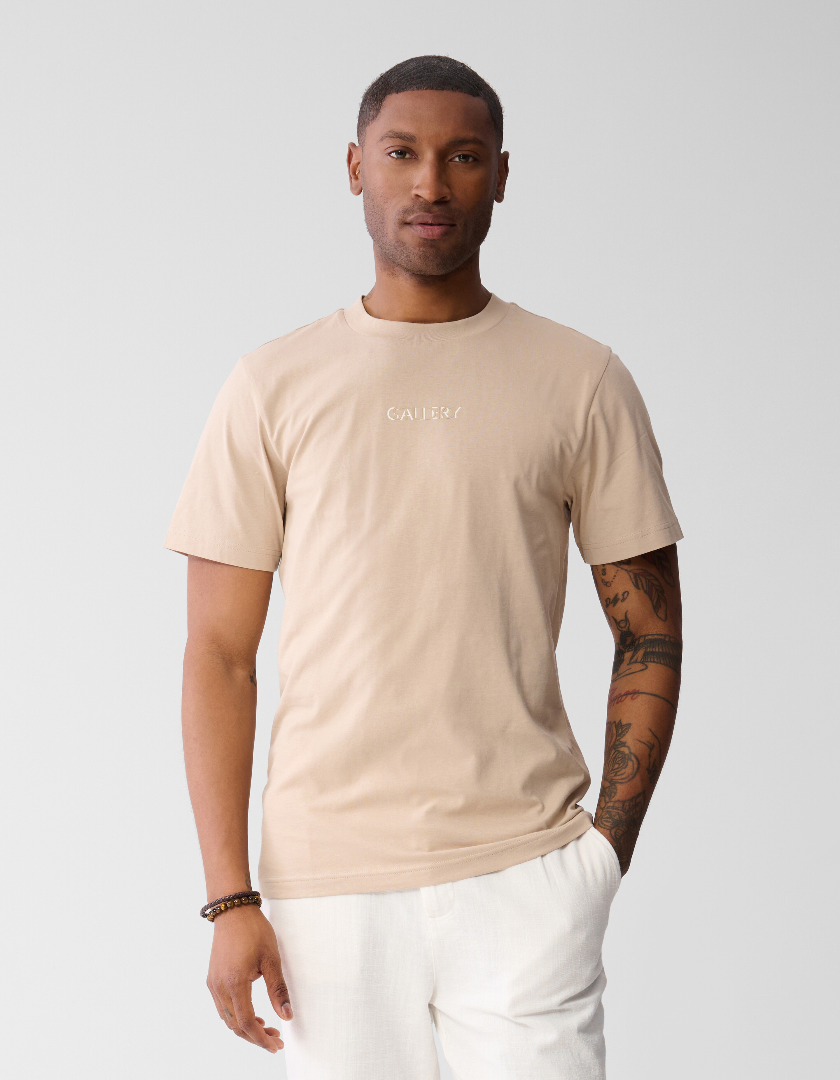 Gemischter Text Kunstwerk T-shirt Sand SHOEBY MEN